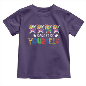 Funny Autism Awareness Dare To Be Yourself Toddler T Shirt Dabbing Unicorn TS11 Purple Print Your Wear