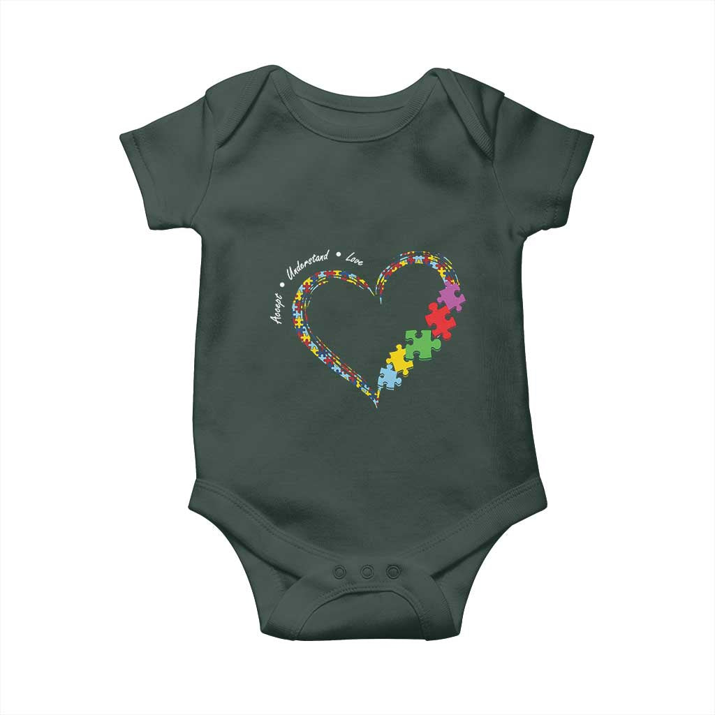 Autism Awareness Accept Understand Love Baby Onesie Love Heart Puzzle Pieces TS11 Print Your Wear