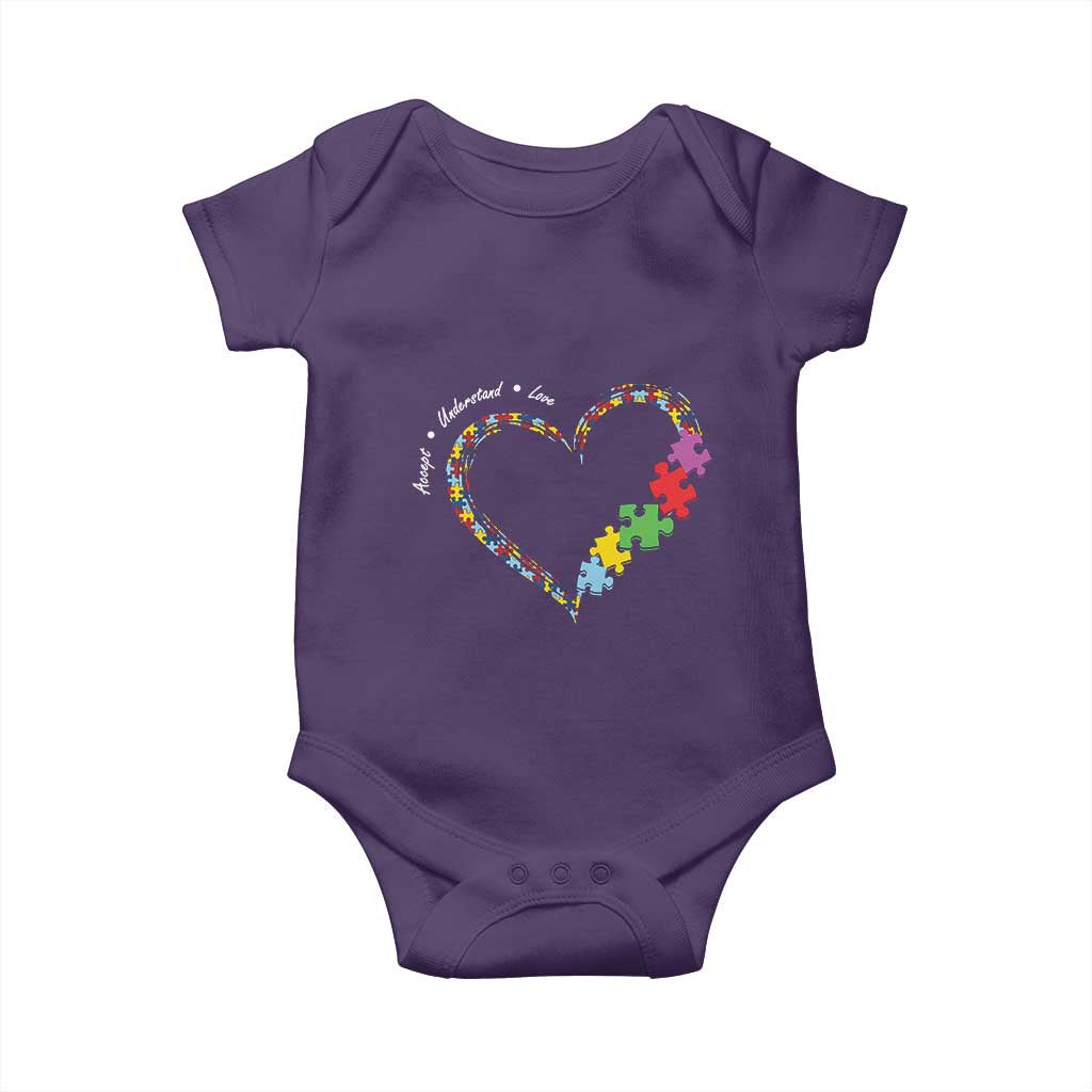Autism Awareness Accept Understand Love Baby Onesie Love Heart Puzzle Pieces TS11 Purple Print Your Wear