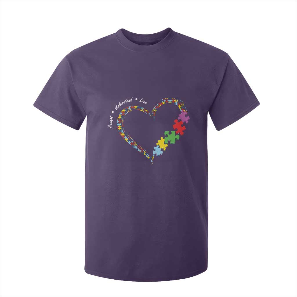 Autism Awareness Accept Understand Love T Shirt For Kid Love Heart Puzzle Pieces TS11 Purple Print Your Wear