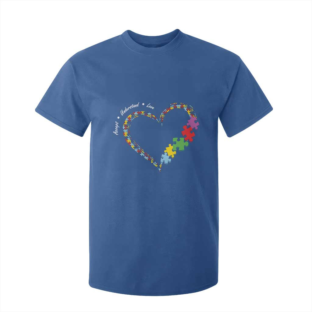 Autism Awareness Accept Understand Love T Shirt For Kid Love Heart Puzzle Pieces TS11 Royal Blue Print Your Wear