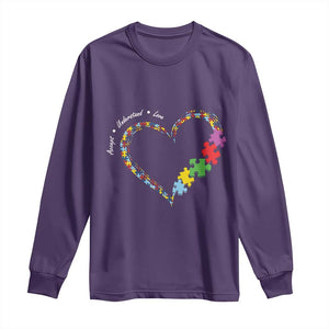 Autism Awareness Accept Understand Love Long Sleeve Shirt Love Heart Puzzle Pieces TS11 Purple Print Your Wear