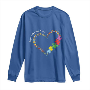 Autism Awareness Accept Understand Love Long Sleeve Shirt Love Heart Puzzle Pieces TS11 Royal Blue Print Your Wear