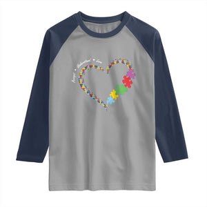 Autism Awareness Accept Understand Love Raglan Shirt Love Heart Puzzle Pieces TS11 Sport Gray Navy Print Your Wear