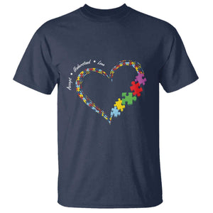 Autism Awareness Accept Understand Love T Shirt Love Heart Puzzle Pieces TS11 Navy Print Your Wear