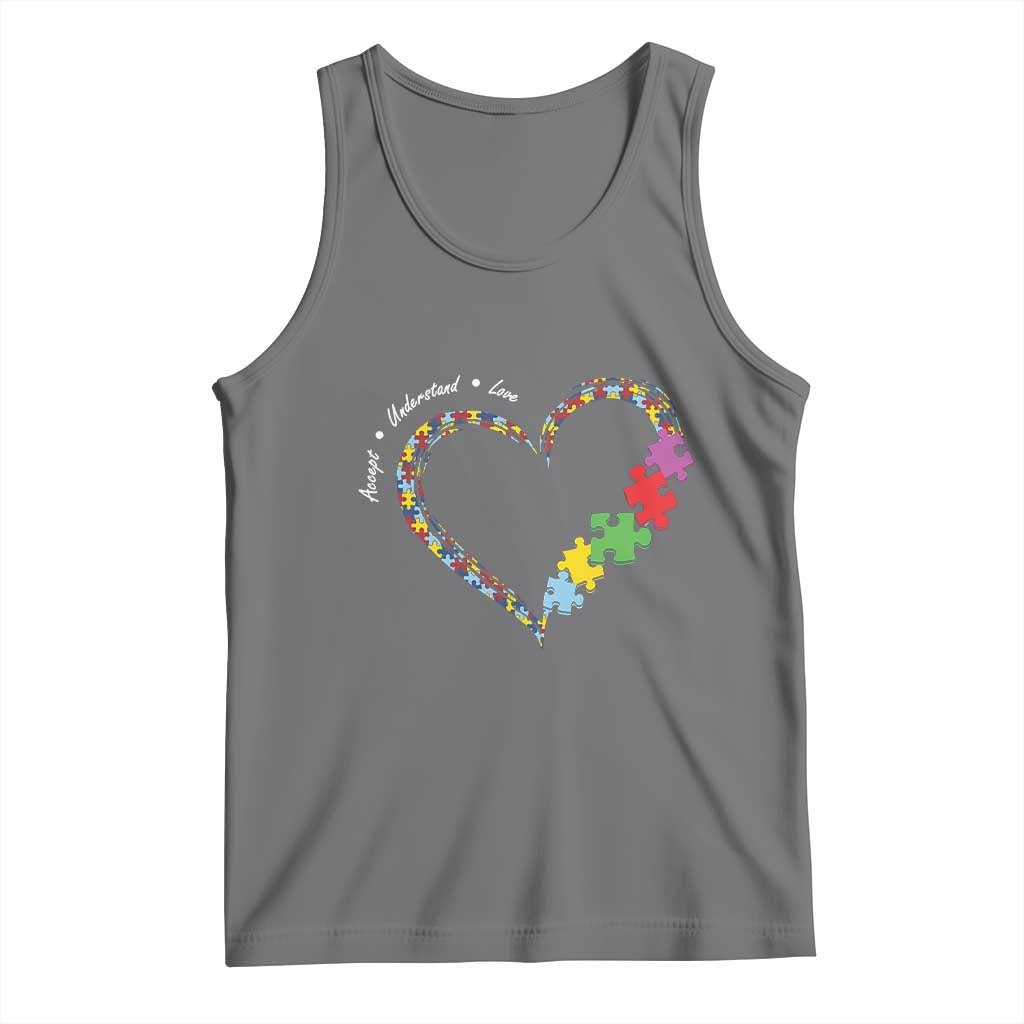 Autism Awareness Accept Understand Love Tank Top Love Heart Puzzle Pieces TS11 Black Heather Print Your Wear
