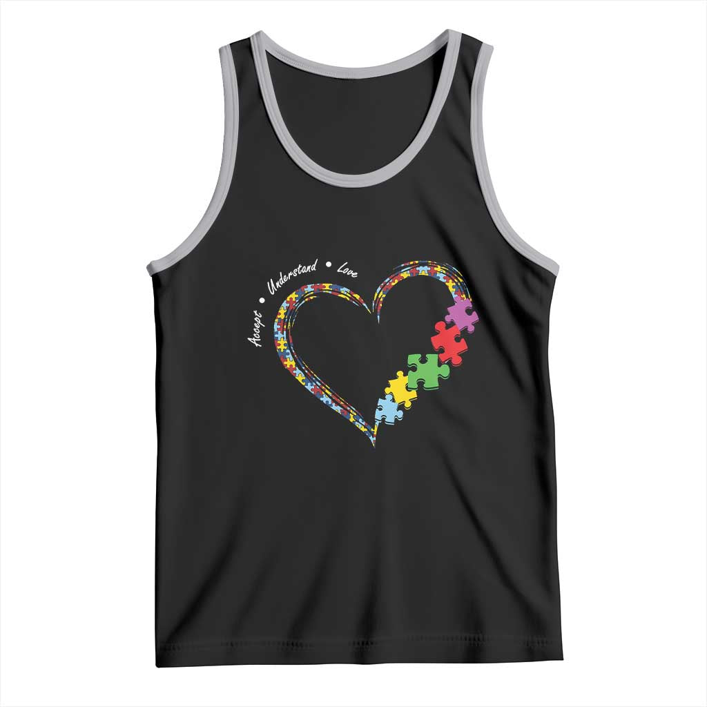 Autism Awareness Accept Understand Love Tank Top Love Heart Puzzle Pieces TS11 Black Athletic Heather Print Your Wear