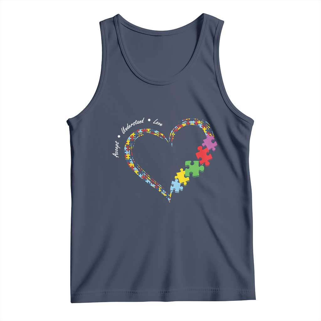 Autism Awareness Accept Understand Love Tank Top Love Heart Puzzle Pieces TS11 Navy Print Your Wear
