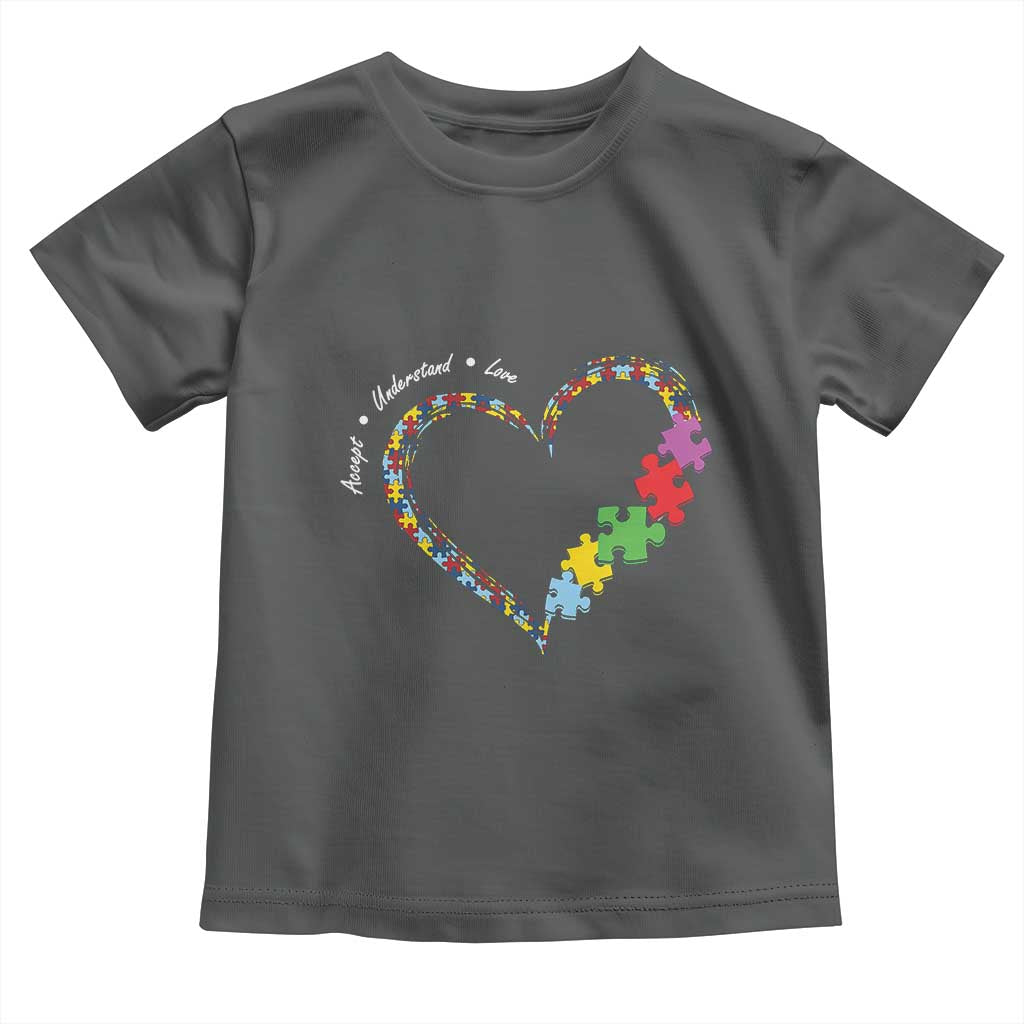 Autism Awareness Accept Understand Love Toddler T Shirt Love Heart Puzzle Pieces TS11 Dark Heather Print Your Wear