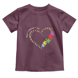 Autism Awareness Accept Understand Love Toddler T Shirt Love Heart Puzzle Pieces TS11 Maroon Print Your Wear