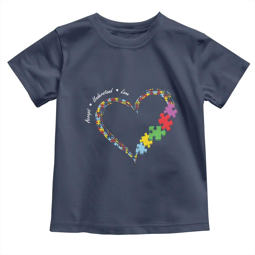 Autism Awareness Accept Understand Love Toddler T Shirt Love Heart Puzzle Pieces TS11 Navy Print Your Wear