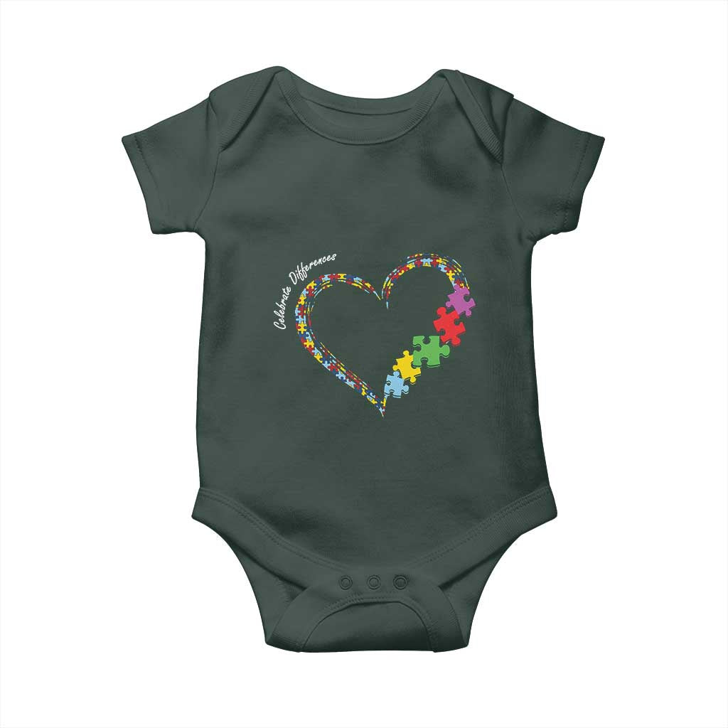 Autism Awareness Celebrate Differences Baby Onesie Love Heart Puzzle Pieces TS11 Print Your Wear