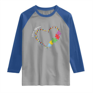 Autism Awareness Celebrate Differences Raglan Shirt Love Heart Puzzle Pieces TS11 Sport Gray Royal Print Your Wear