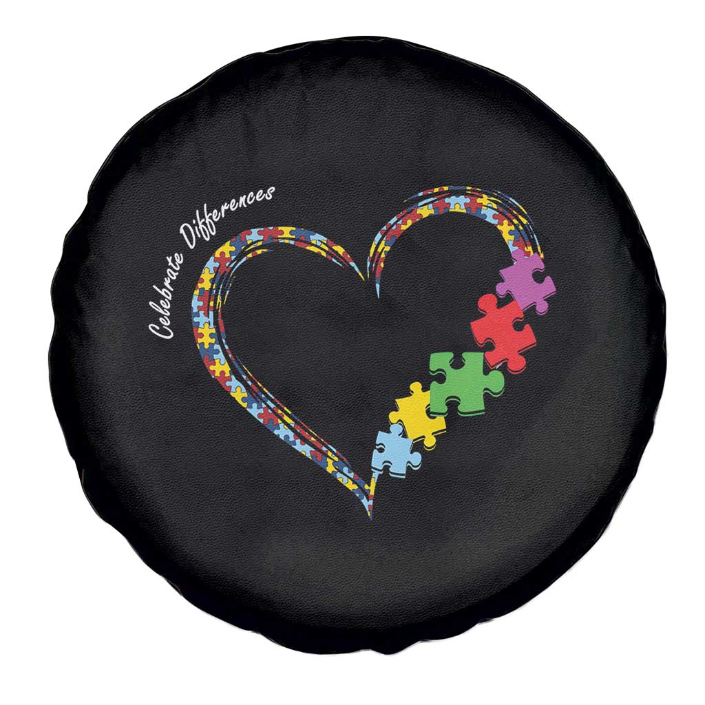 Autism Awareness Celebrate Differences Spare Tire Cover Love Heart Puzzle Pieces TS11 Print Your Wear