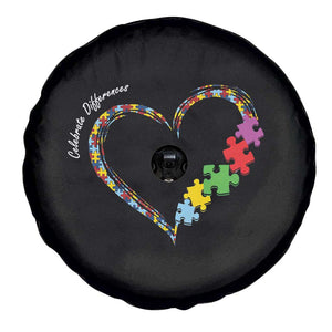 Autism Awareness Celebrate Differences Spare Tire Cover Love Heart Puzzle Pieces TS11 Print Your Wear