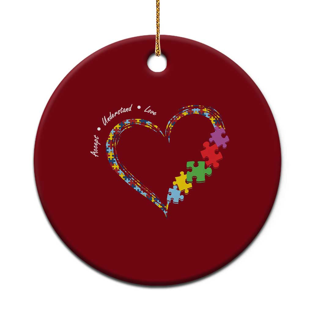 Autism Awareness Accept Understand Love Ceramic Ornament Love Heart Puzzle Pieces TS11 1pc Red Print Your Wear