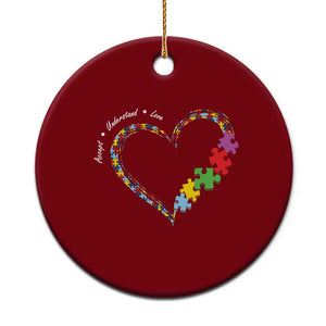 Autism Awareness Accept Understand Love Ceramic Ornament Love Heart Puzzle Pieces TS11 1pc Red Print Your Wear