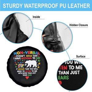 Autism Awareness Spare Tire Cover Non Verbal Doesn't Mean That I Have Nothing To Say Puzzle Bear TS11 Print Your Wear