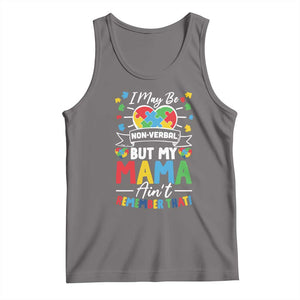 I May Be Non Verbal But My Mama Ain't Remember That Tank Top Autism Awareness Mom TS11 Deep Heather Print Your Wear