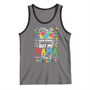 I May Be Non Verbal But My Mama Ain't Remember That Tank Top Autism Awareness Mom TS11 Deep Heather Black Print Your Wear