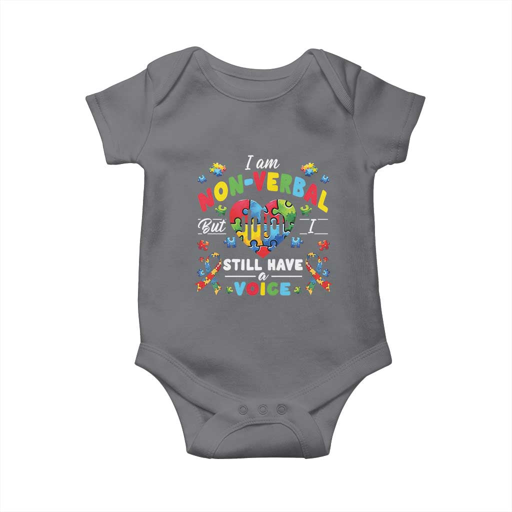 I Am Non Verbal But I Still Have A Voice Autism Awareness Baby Onesie Heart Puzzle TS11 Charcoal Print Your Wear