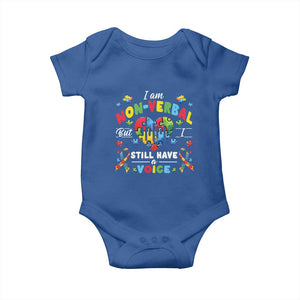 I Am Non Verbal But I Still Have A Voice Autism Awareness Baby Onesie Heart Puzzle TS11 Royal Blue Print Your Wear
