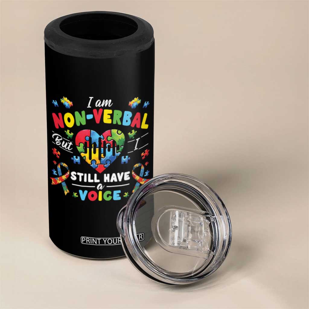 I Am Non Verbal But I Still Have A Voice Autism Awareness 4 in 1 Can Cooler Tumbler Heart Puzzle TS11 Print Your Wear