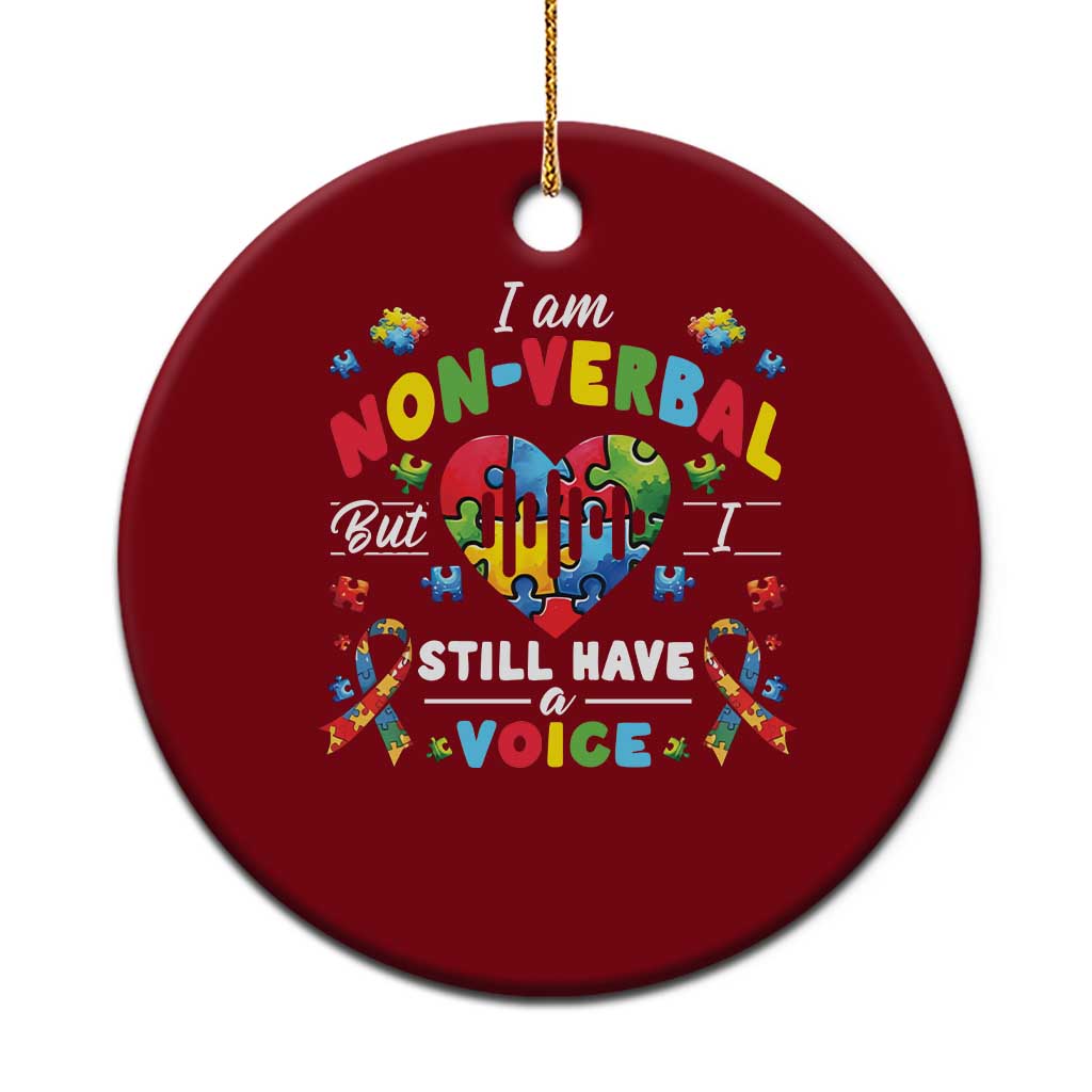 I Am Non Verbal But I Still Have A Voice Autism Awareness Ceramic Ornament Heart Puzzle TS11 1pc Red Print Your Wear