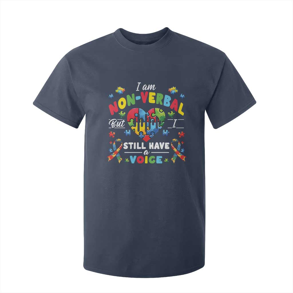 I Am Non Verbal But I Still Have A Voice Autism Awareness T Shirt For Kid Heart Puzzle TS11 Navy Print Your Wear