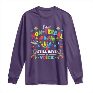 I Am Non Verbal But I Still Have A Voice Autism Awareness Long Sleeve Shirt Heart Puzzle TS11 Purple Print Your Wear