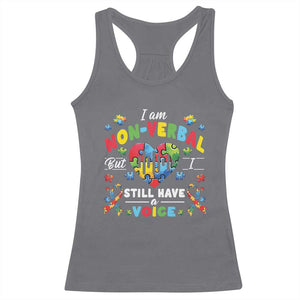 I Am Non Verbal But I Still Have A Voice Autism Awareness Racerback Tank Top Heart Puzzle TS11 Charcoal Print Your Wear