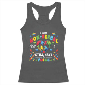 I Am Non Verbal But I Still Have A Voice Autism Awareness Racerback Tank Top Heart Puzzle TS11 Dark Heather Print Your Wear