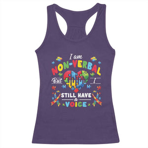 I Am Non Verbal But I Still Have A Voice Autism Awareness Racerback Tank Top Heart Puzzle TS11 Purple Print Your Wear