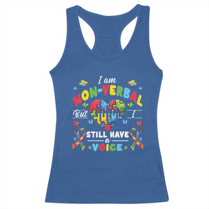 I Am Non Verbal But I Still Have A Voice Autism Awareness Racerback Tank Top Heart Puzzle TS11 Royal Blue Print Your Wear