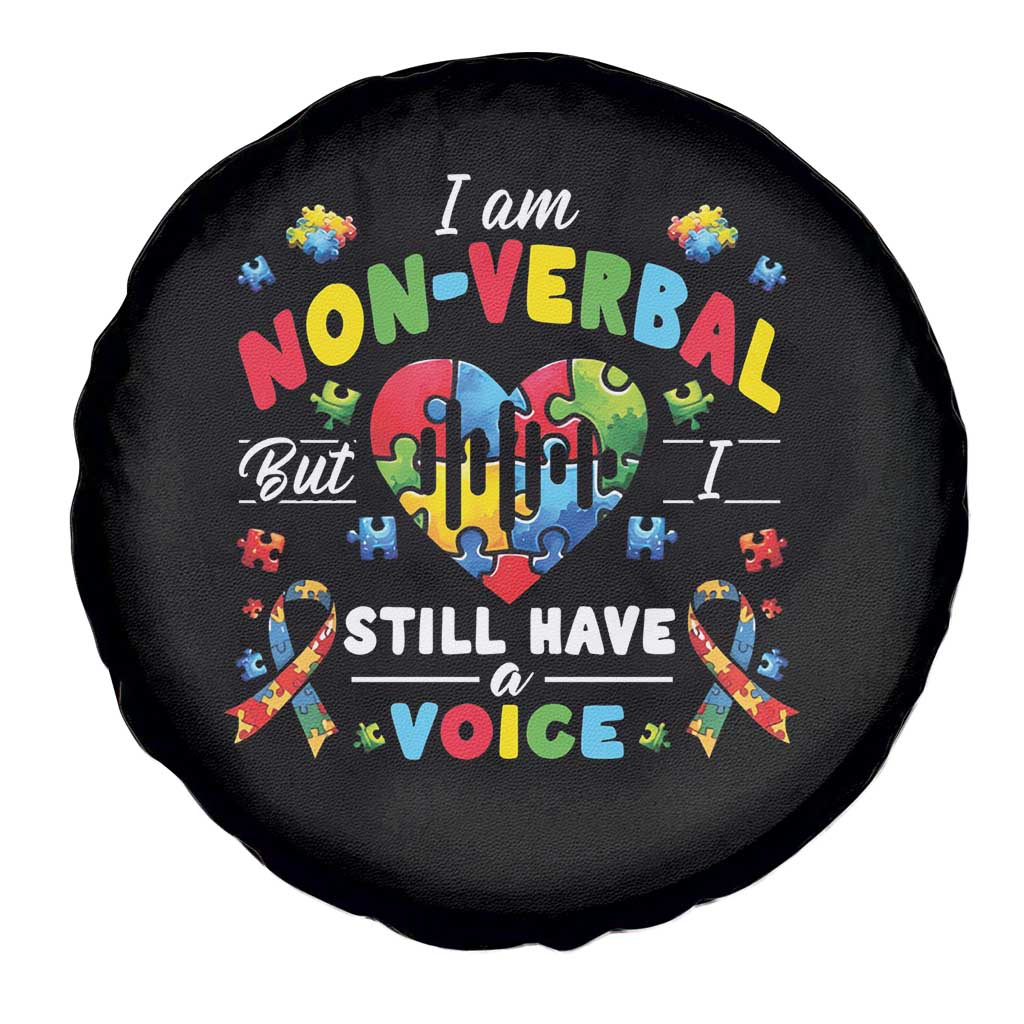 I Am Non Verbal But I Still Have A Voice Autism Awareness Spare Tire Cover Heart Puzzle TS11 Print Your Wear