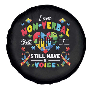 I Am Non Verbal But I Still Have A Voice Autism Awareness Spare Tire Cover Heart Puzzle TS11 Print Your Wear
