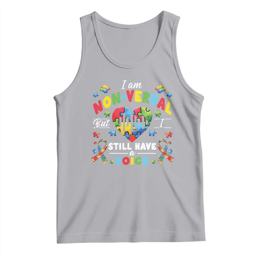 I Am Non Verbal But I Still Have A Voice Autism Awareness Tank Top Heart Puzzle TS11 Athletic Heather Print Your Wear