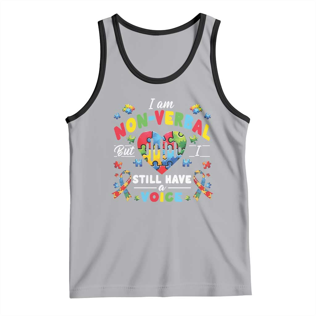I Am Non Verbal But I Still Have A Voice Autism Awareness Tank Top Heart Puzzle TS11 Athletic Heather Black Print Your Wear
