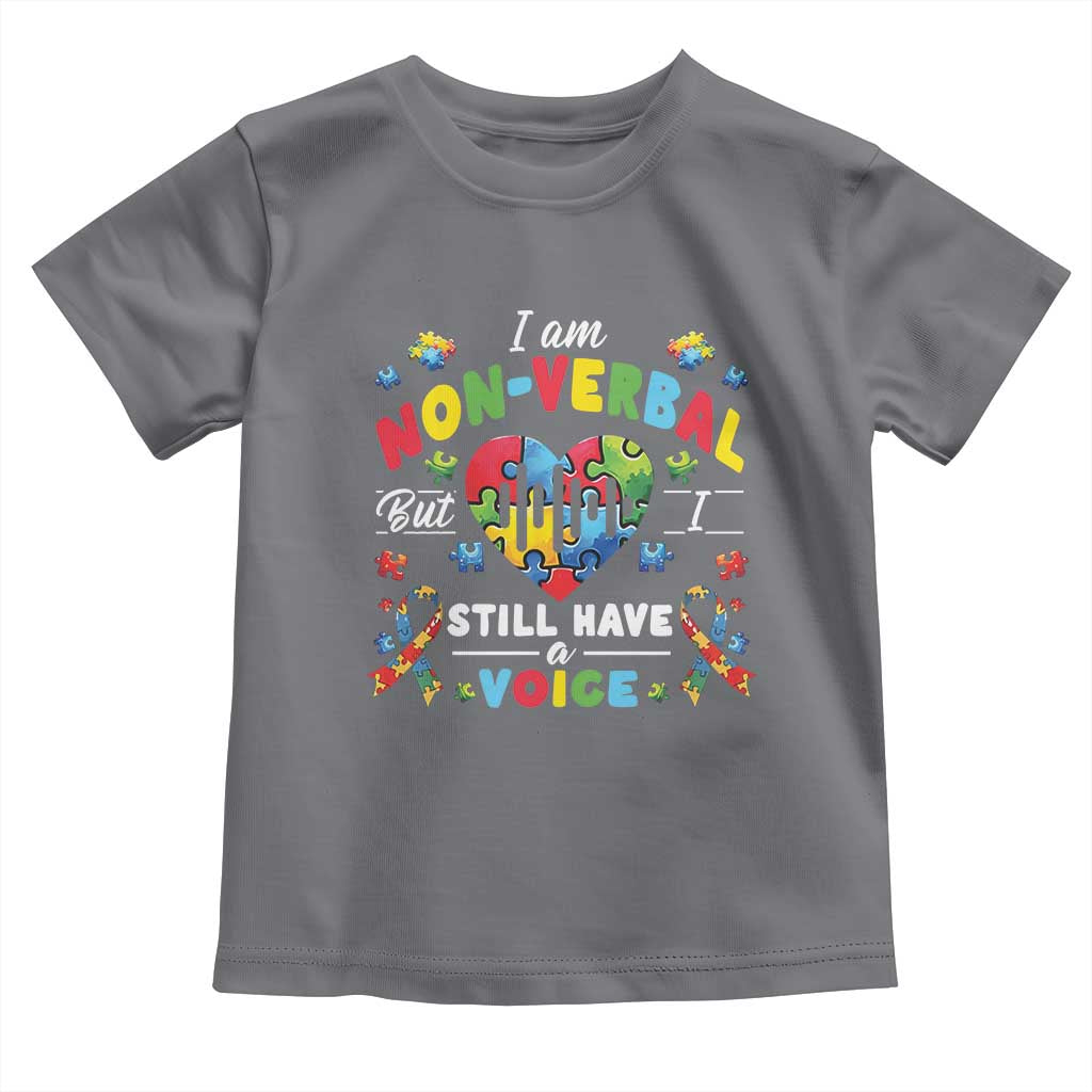 I Am Non Verbal But I Still Have A Voice Autism Awareness Toddler T Shirt Heart Puzzle TS11 Charcoal Print Your Wear