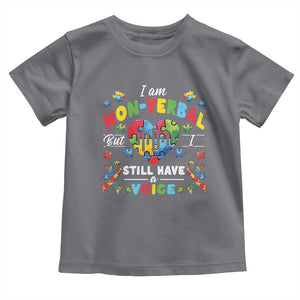 I Am Non Verbal But I Still Have A Voice Autism Awareness Toddler T Shirt Heart Puzzle TS11 Charcoal Print Your Wear