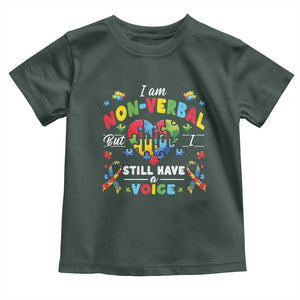 I Am Non Verbal But I Still Have A Voice Autism Awareness Toddler T Shirt Heart Puzzle TS11 Dark Forest Green Print Your Wear
