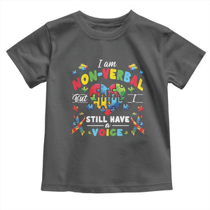 I Am Non Verbal But I Still Have A Voice Autism Awareness Toddler T Shirt Heart Puzzle TS11 Dark Heather Print Your Wear