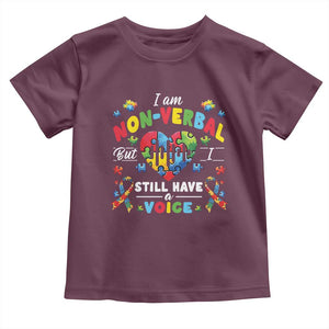 I Am Non Verbal But I Still Have A Voice Autism Awareness Toddler T Shirt Heart Puzzle TS11 Maroon Print Your Wear