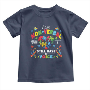 I Am Non Verbal But I Still Have A Voice Autism Awareness Toddler T Shirt Heart Puzzle TS11 Navy Print Your Wear