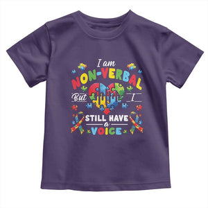 I Am Non Verbal But I Still Have A Voice Autism Awareness Toddler T Shirt Heart Puzzle TS11 Purple Print Your Wear