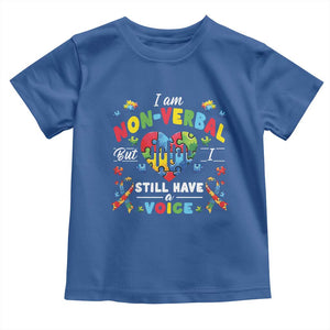 I Am Non Verbal But I Still Have A Voice Autism Awareness Toddler T Shirt Heart Puzzle TS11 Royal Blue Print Your Wear