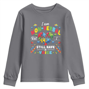 I Am Non Verbal But I Still Have A Voice Autism Awareness Youth Sweatshirt Heart Puzzle TS11 Charcoal Print Your Wear