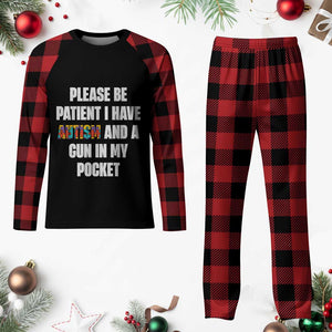 Funny Please Be Patient I Have Autism And A Gun In My Pocket Plaid Pajama Set Autism Awareness TS11 Buffalo Plaid Print Your Wear