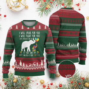 Autism Awareness Mom Ugly Christmas Sweater I Will Speak Fight Advocate For You So That You Can Do It For Yourself TS11 Red Green Print Your Wear