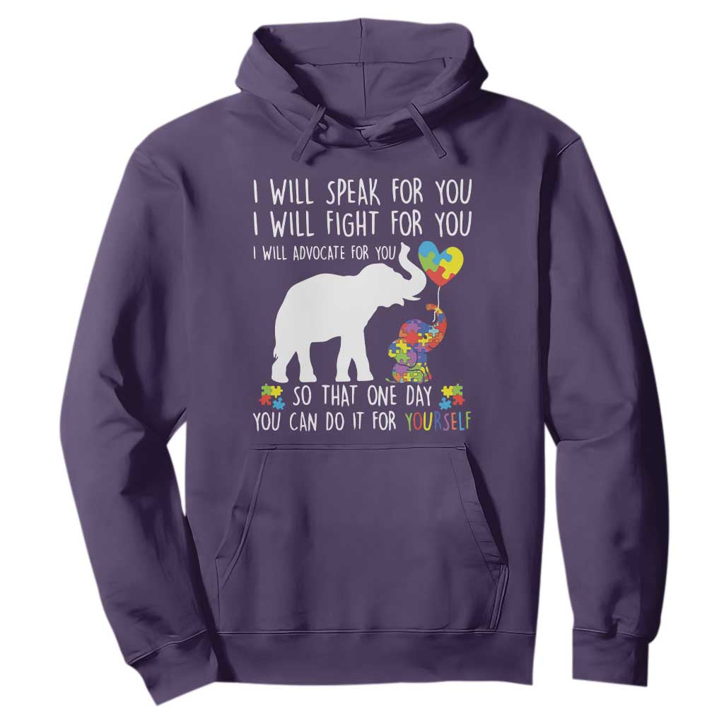 Autism Awareness Mom Hoodie I Will Speak Fight Advocate For You So That You Can Do It For Yourself TS11 Purple Print Your Wear